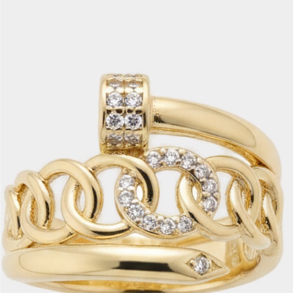 Jewelry - Iced Out Cuban Link Nail Ring 18K Gold Filled Designer Inspired Size 7